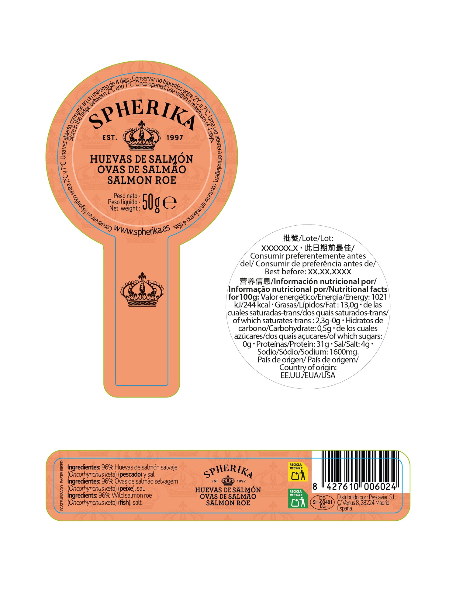 SPHERIKA, huevas de salmón (KETA)