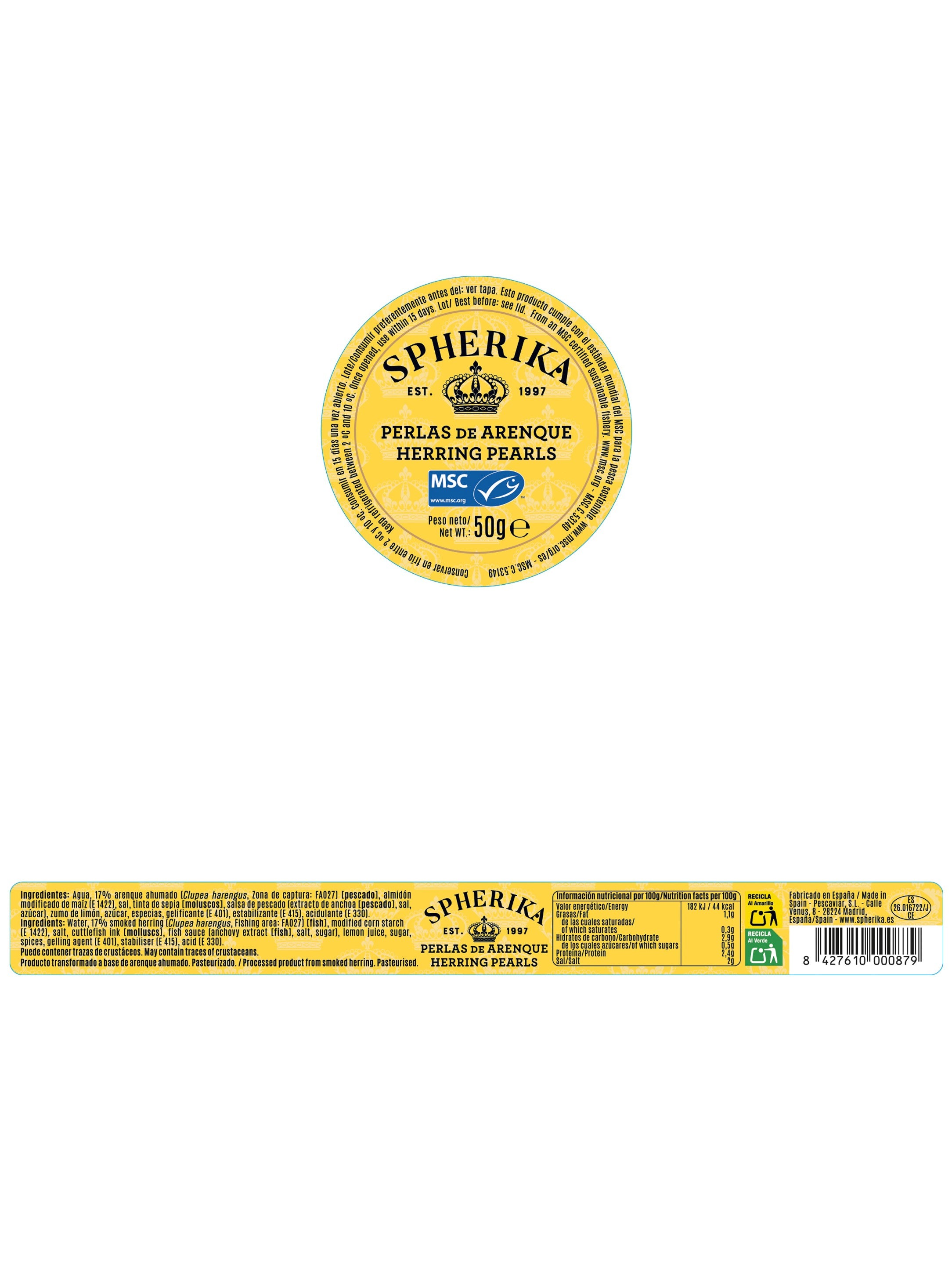 SPHERIKA, esferas negras de arenque ahumado 50g