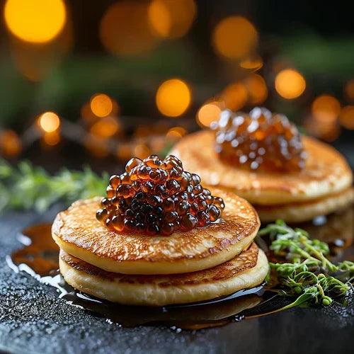 5 Blinis con caviar y esferificaciones para sorprender: recetas irresistibles