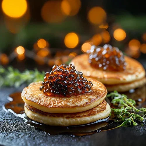 5 Blinis con caviar y esferificaciones para sorprender: recetas irresistibles