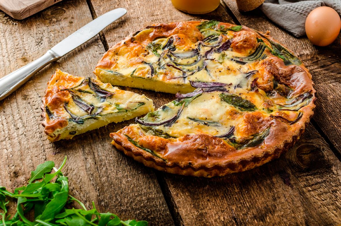 QUICHE DE VERDURAS CON ESFERAS DE CHILE CHIPOTLE