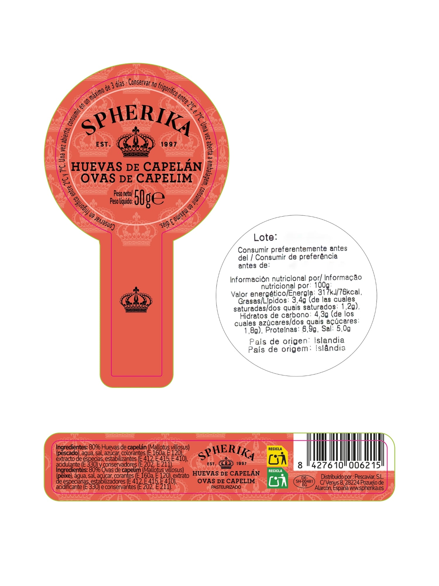 SPHERIKA, huevas rojas de capelán