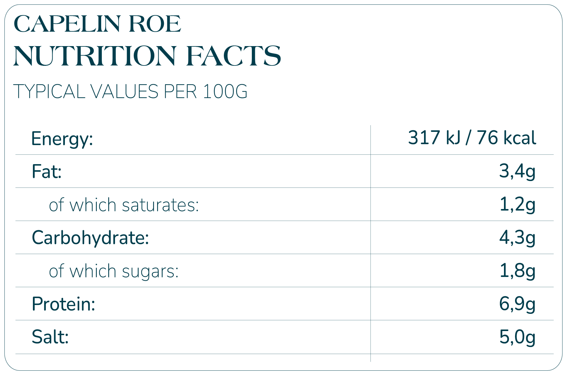 Translation missing: en.general.nutrition_table SPHERIKA, red capelin roe